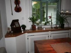 Sideboard weiß mit Naturholzplatte